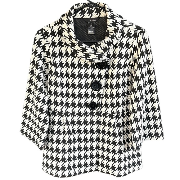 Ali Miles Tops - EUC Ali Miles Houndstooth A-Line Jacket Top Black White Petite Small